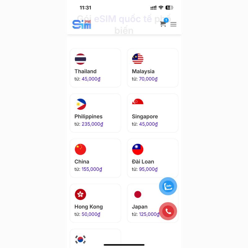 Tìm và chọn eSIM Trung Quốc