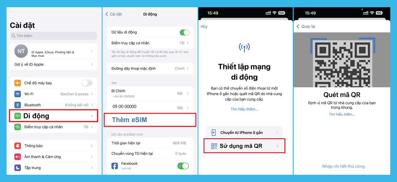 Cài đặt eSIM trên iPhone 