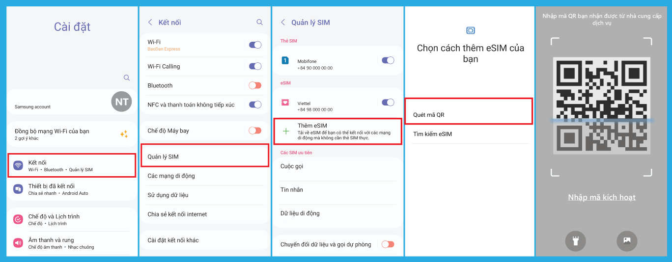 Cài đặt eSIM trên Android