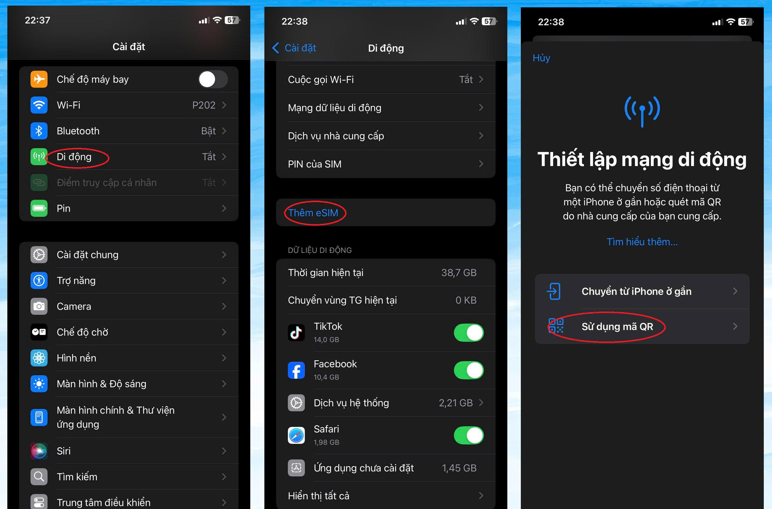 Cách kích hoạt eSIM du lịch trên iPhone