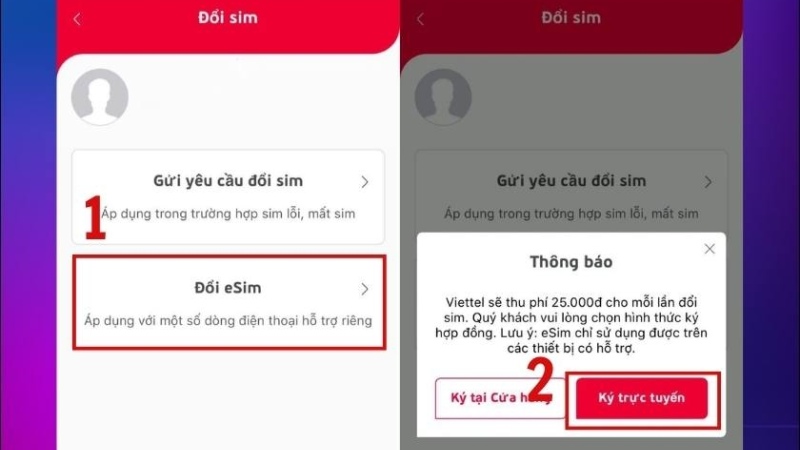 Chọn chuyển sang eSIM