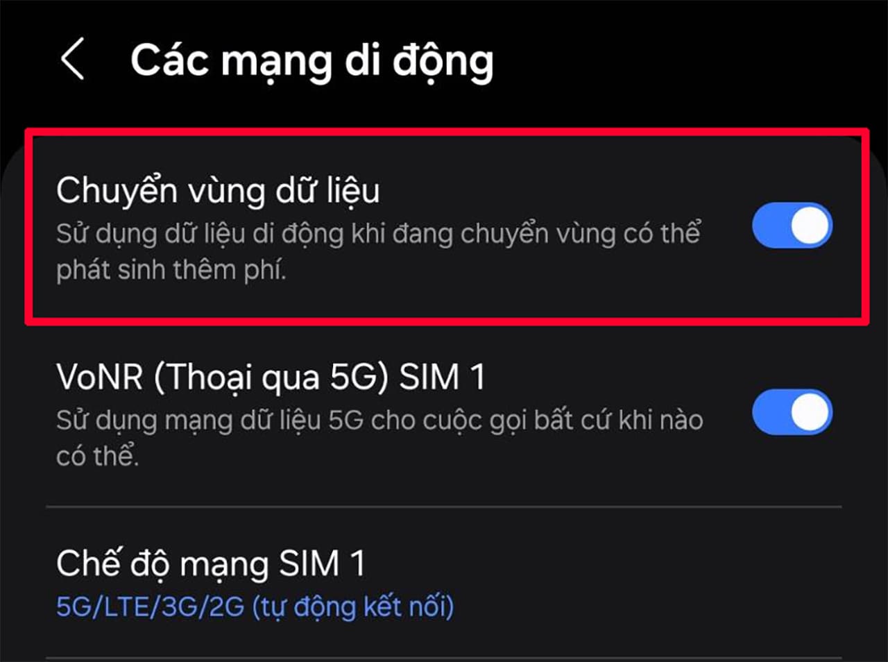 Chuyển vùng và đặt lại mạng nhưng eSIM vẫn không bắt được sóng