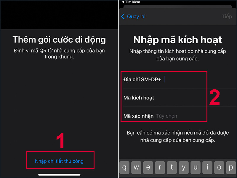 Cài eSIM 14 Pro Max thủ công