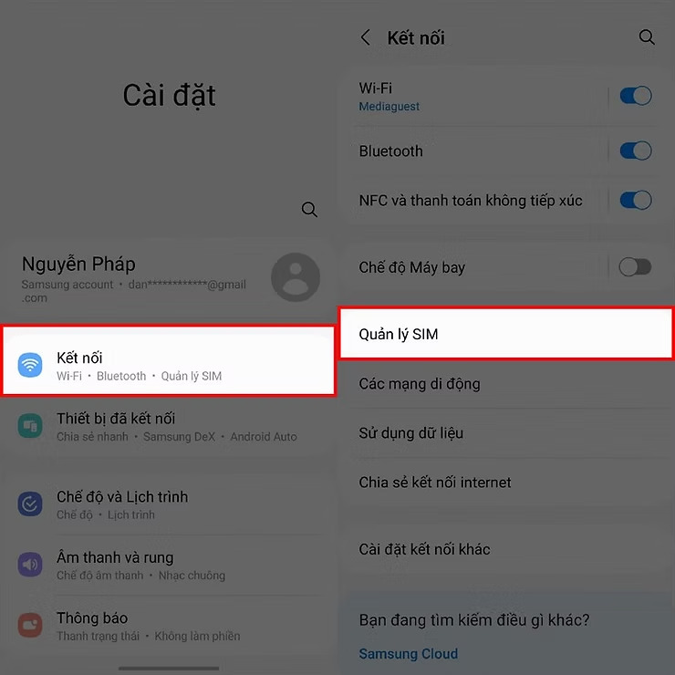 Mở phần quản lý SIM trên điện thoại Xiaomi