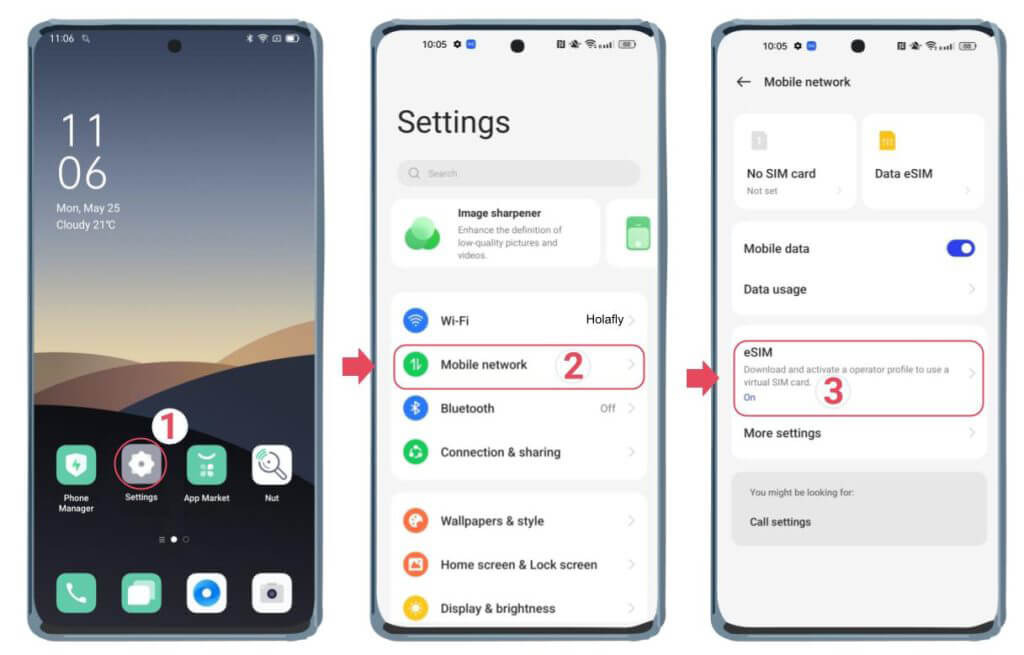 Cách cài đặt eSIM trên điện thoại OPPO